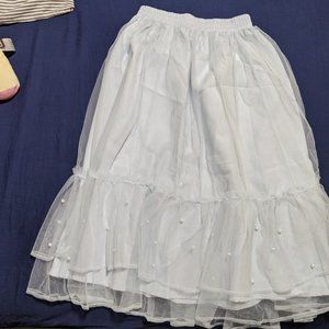 two layer puffy skirt blue